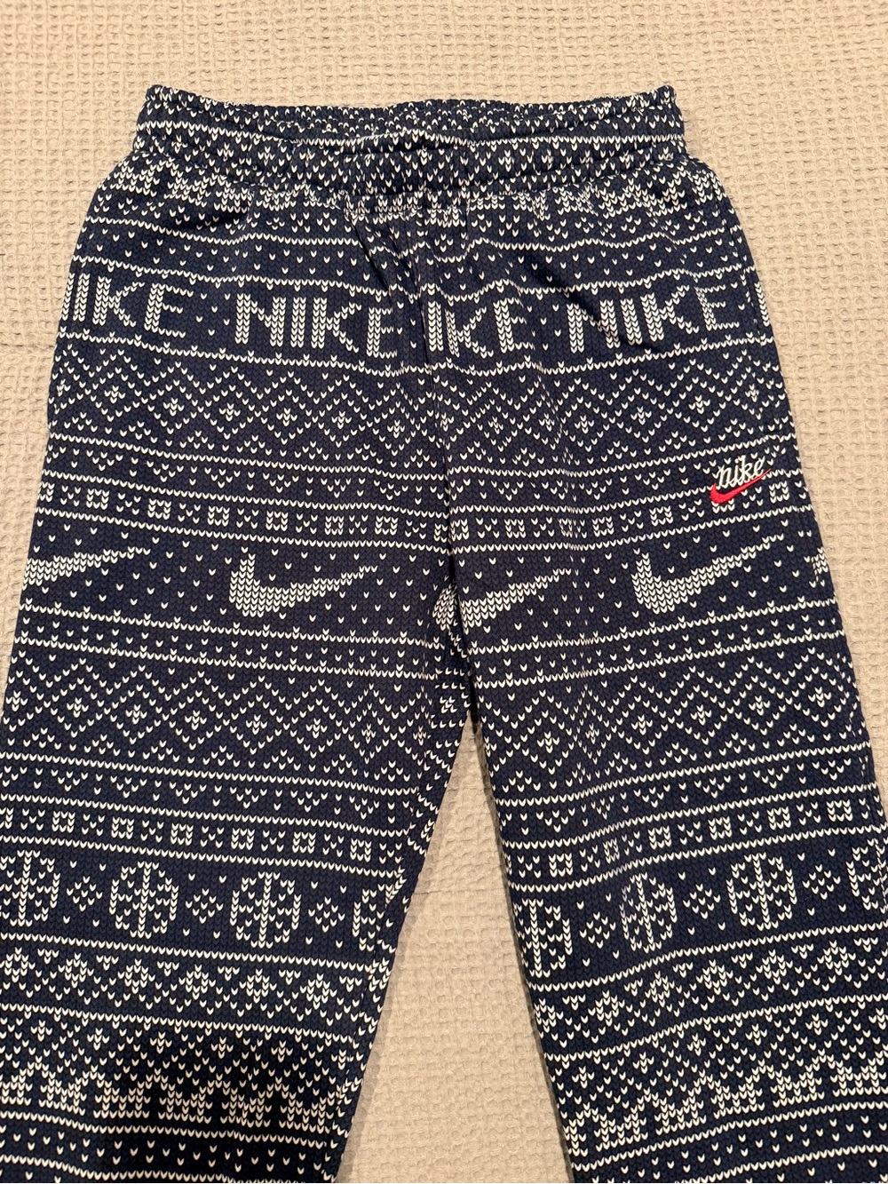 Nike Navy and White Knit Logo Sweatshorts